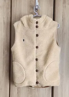 良品☆ジムフレックス ボアフリース ベスト☆ベージュ☆くるみボタン☆サイズ14