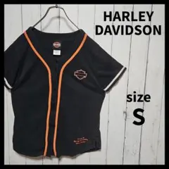 【HARLEY DAVIDSON】 ベースボールシャツ　半袖　小さめ　F1096のサムネイル
