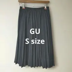 GU★プリーツロングスカート グレー 秋冬 ウエストゴム レディース★送料無料