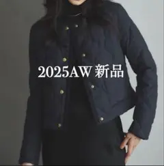 新品【TAION×anuans】ノーカラーキルティングショートダウン　ネイビー