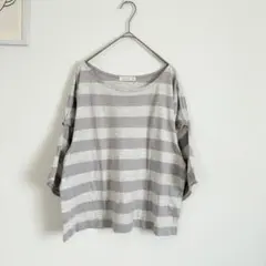 スタジオクリップ　半袖Tシャツ　太ボーダー　ゆったりシルエット◎ 袖タック入りのサムネイル