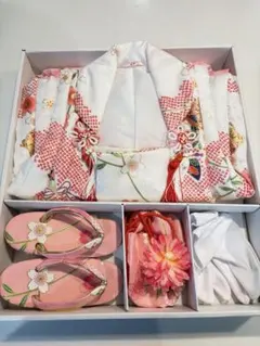 七五三 3歳　着物7点フルセット ピンク 花柄　美品