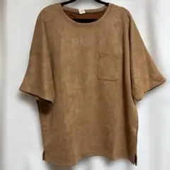 【Purple&Yellow】オーバーサイズ Tシャツ ポケット付き ブラウン