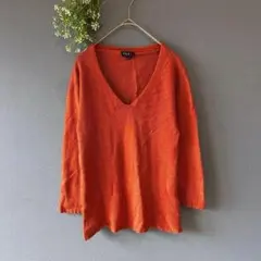 マイケルコース［L］シルク×カシミヤ◎上品クール◎差し色◎七分袖◎Vネックニットのサムネイル