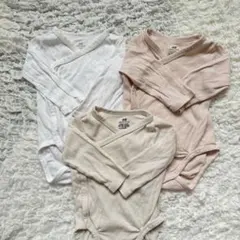 H&M ベビー肌着 3点セット 
ホワイト ベージュ ピンク