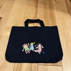 刺繍女の子デザイン トートバッグ 黒　お受験　習い事にも　新品
