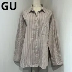 GUジーユー ストライプシャツ　長袖　オーバーサイズシャツ