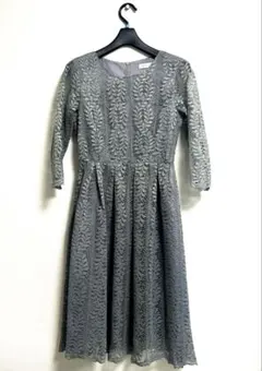 LACE LADIES グレー レース パーティードレス