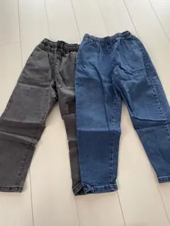 GU130cmグレー＆デニムパンツセット