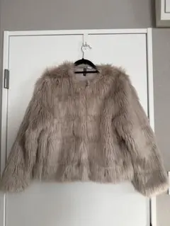 H&M ファーコート ショート丈 ベージュ M