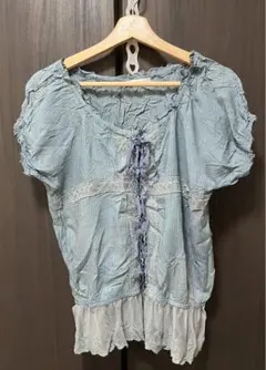 axes femme 水色 半袖トップス フリル