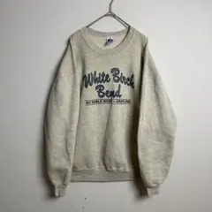 556 ラッセル WhiteBirchBend プリントスウェット XL 生成り