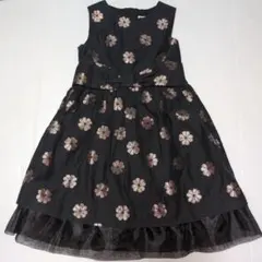 120★ケイトスペードニューヨーク★ウエストリボン付！裾チュールお花柄ワンピース