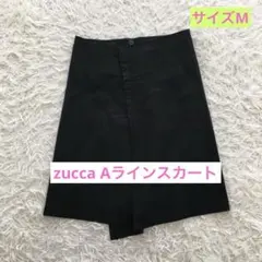 zucca ブラック　Aライン　ひざ丈　コットン　スカート　サイズM スリットのサムネイル