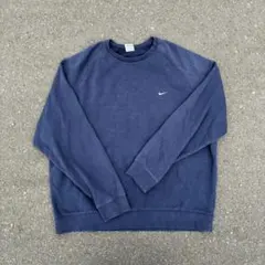 90s〜 Nike 刺繍スウォッシュ　ネイビー　スウェット　XL 銀タグ