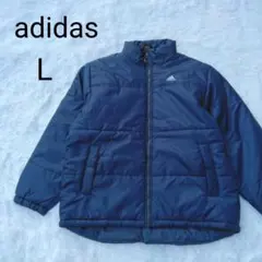 adidas 中綿ジャケット L キルティング 刺繍ロゴ ブルー