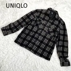 オールド ユニクロ シャツ チェック柄 フリース 軽量 羽織り ブラック系
