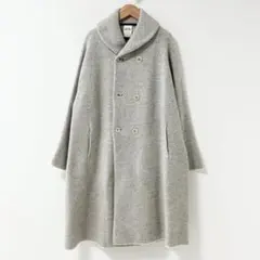 美品✨45R ツイルKNIT PEA COAT ロングコート　グレーのサムネイル