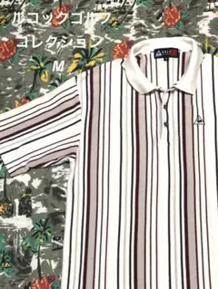 ルコックゴルフコレクションM 半袖ポロシャツ メンズ・レディース可 ストライプ柄