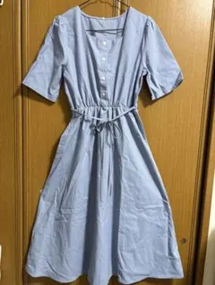 JUNOAH 水色 シャツワンピース 半袖