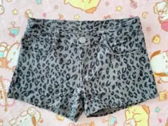 豹柄デニムショートパンツ