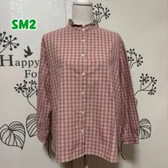 ／563 サマンサモスモス ピンクチェック 襟フリル