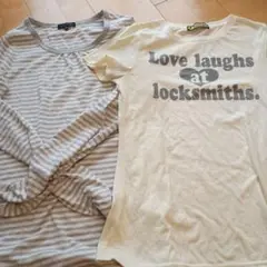 コムサTシャツとグレー・ストライプ長袖セット