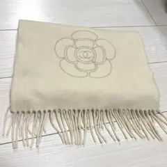 カシミア100% 】 シャネル マフラー 大判 フリンジ ブラック ロゴ刺繍