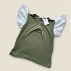 新品　DnkeyJossy 袖プリーツTシャツ 120cm カーキのサムネイル