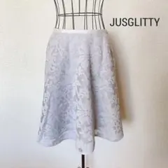 JUSGLITTY ジャスグリッティー メッシュ刺繍レース フレアスカート