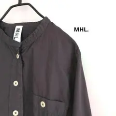 MHL. 墨黒バンドカラーシャツ 長袖トップスサイズⅢ　洗える