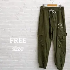 即日発送‼︎【FREE】カーゴパンツ オリーブグリーン ポリエステル