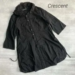 Crescent クレセント 刺繍 ブラウス 黒 ドット柄 フレア襟 綿　大人