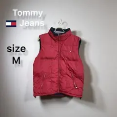 トミー TOMMY 中綿ベスト 赤 メンズM フリース裏地 デニムライン