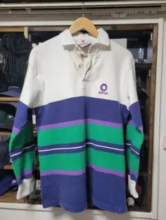 BARBARIAN ストライプ ラガーシャツ L グレー×白×赤 長袖 - メルカリ