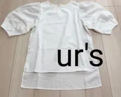 【美品】ur's ユアーズ ホワイト パフスリーブ ブラウス 刺繍入り Sサイズのサムネイル