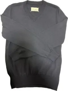 Maison Margiela セーターニット薄手Lサイズ 革レザー紺ネイビー