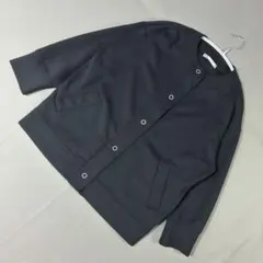 ikka ノーカラージャケット スナップボタン カーディガン ブラック Sのサムネイル