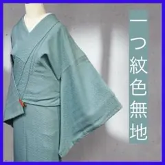 M5515★ 着物淡雪 ★ 未使用　正絹　袷　一つ紋色無地　紗綾形