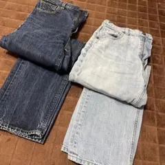 〈値段交渉可〉GUネイビー&ライトブルーストレートデニム