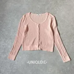 UNIQLO:C/リブニットカーディガン/M/コーラル/短丈/綺麗め/シンプル