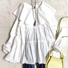 ほぼ未使用】22SS✨yori ヨリ フリルスリーブブラウス ギンガム