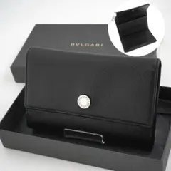 新品同様/未使用級　BVLGARI ブルガリ　三つ折り財布　サークル金具　黒 ブルガリ クリップ 三つ折り財布 ブラック 黒[289369] Bvlgari