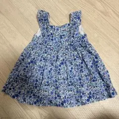 Jacadi ジャカディ ブルー　青　花柄ワンピース　12m(74cm)のサムネイル