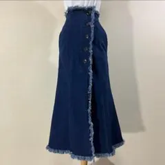 美品 アズールバイマウジー アシンメトリーボタンスリットスカート デニムスカート