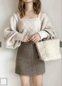 GRL Mサイズ　インパン付き千鳥格子チェック台形スカート