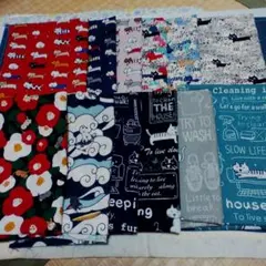 こばやし猫生地　シーチング　縦50cm横25cm 12枚セット　柄変更不可