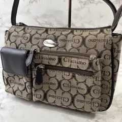 ほぼ未使用品 Classimo クラッシモ 多収納 ジャガード ショルダーバッグ