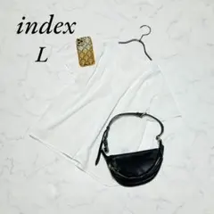 《インデックス》半袖ブラウス/シャツ/シアー/透け感/さらさら/白/大きめ/Lのサムネイル