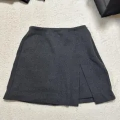 【美品】GU ローウエスト起毛スリットミニスカート グレー